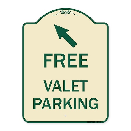 Free Valet Parking With Upper Left Arrow Heavy-Gauge Aluminum Architectural Sign